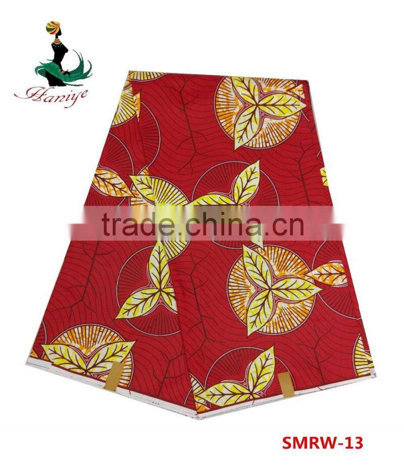 RED Real wax fabric African printed Jave wax fabric SMRW- 13High quality