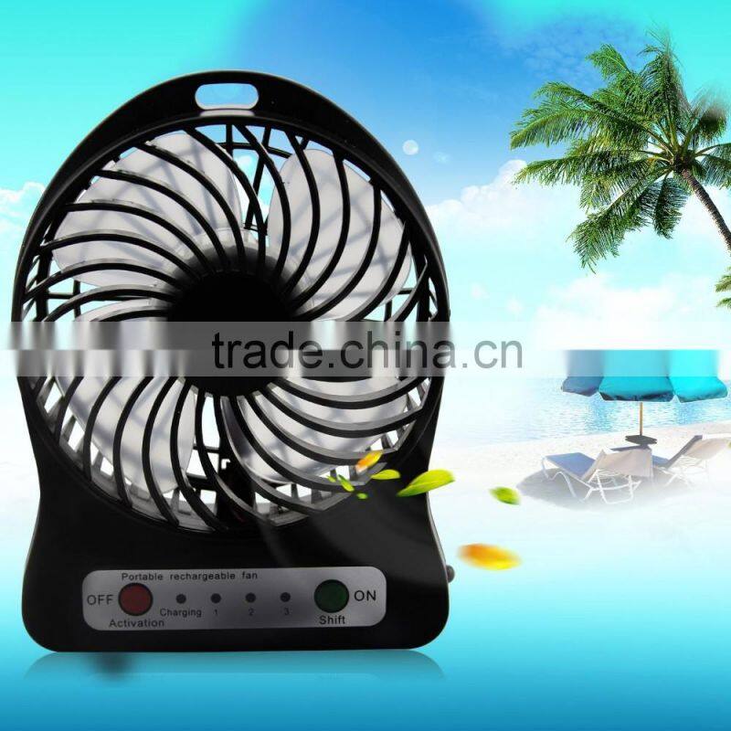 4 Inch 3 Speeds Portable Mini Fan USB Rechargeable Desk Fan Cooling Fan for Notebook Laptop Computer, Indoor and Outdoor Use
