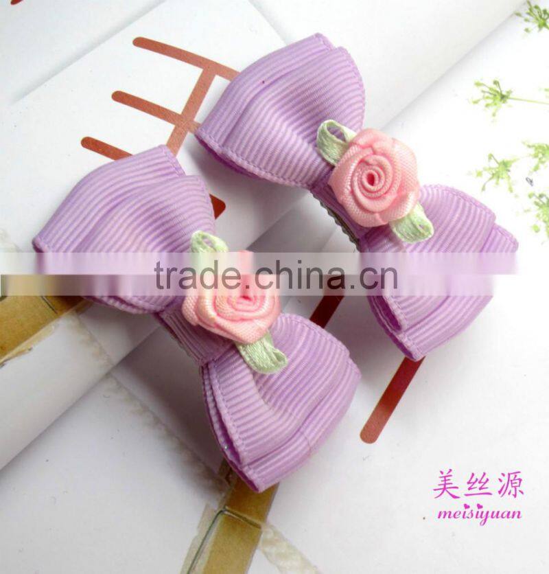Cute Fancy Wholesale Kids Fabric Ribbon Bow Hair Clips For Baby Girls Accessories