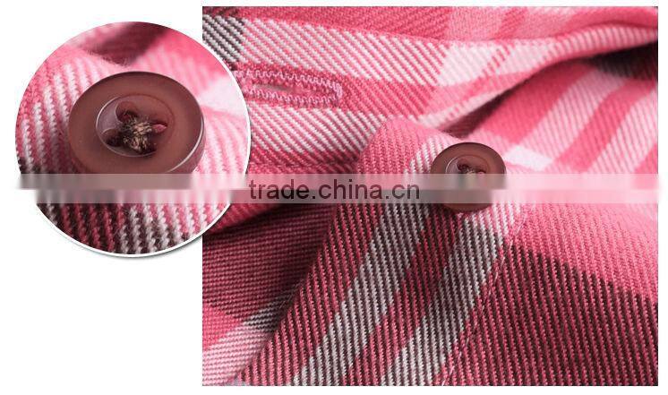 Women europe style long sleeve yarn dyed designer check shirts wholesale