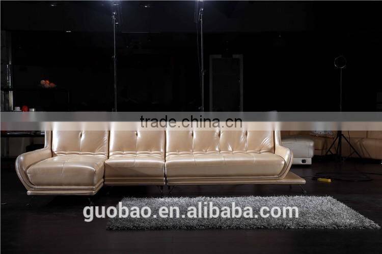 C2205 Hot selling pearl shining color modern L shape leather sofa