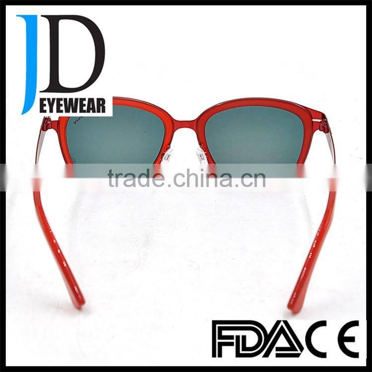 high end red color metal acetate mixed sunglasses luxury mirror lens female sunglasses