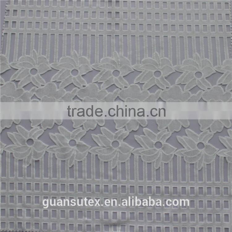latest design burn out lace fabric/high quality polyester & cotton guipure lace fabric for indian wedding dress