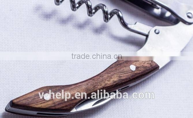 Premium Stainless Steel & wooden handle Waiters Corkscrew: All-in-one Wine Opener, Foil Cutter & Bottle Opener
