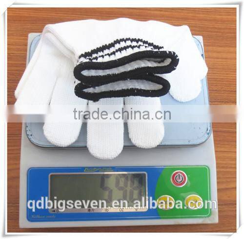 BSSAFETY Nylon knitted black and white stripes wrist household safety gloves, ganden work gloves
