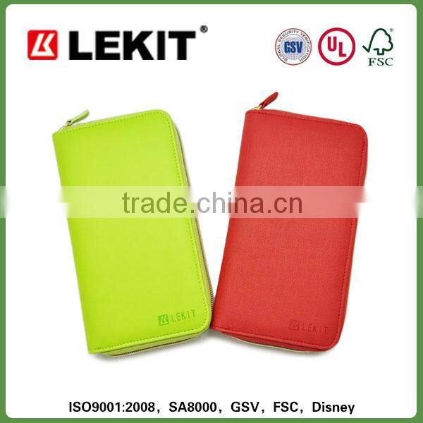 fashion design women leather wallet with zippers purse