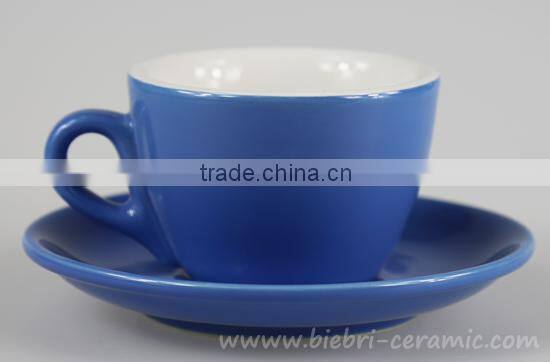 65cc To 450cc Blue Color Glazed High Quality Ceramic Espresso Cappuccino China Cup Saucer