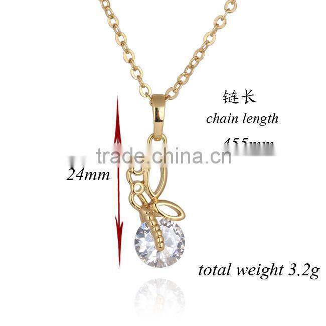 2014 new heart pendant gold jewellery chain necklace,butterfly necklace(AM-D0339-J-B)