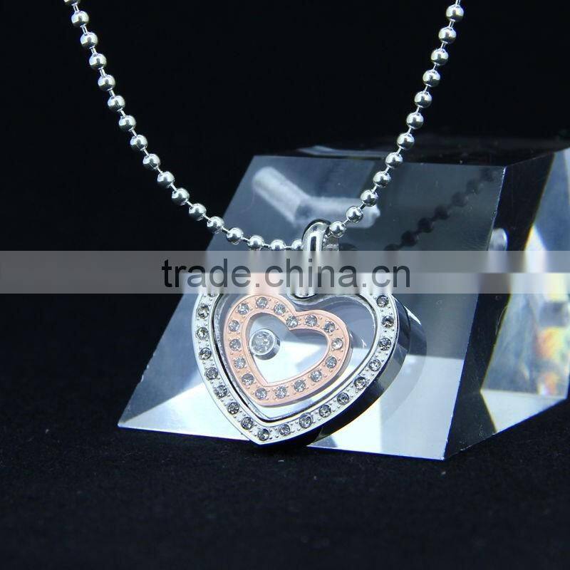 Stainless steel round glass charm pendant for wholesale