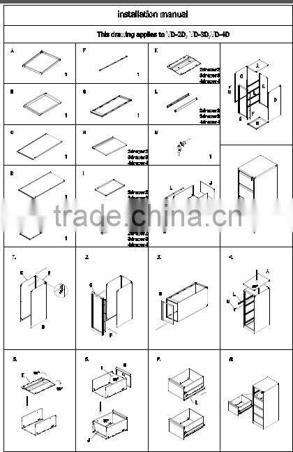 Knock Down Construction metal 4 drawer lateral filing cabinet