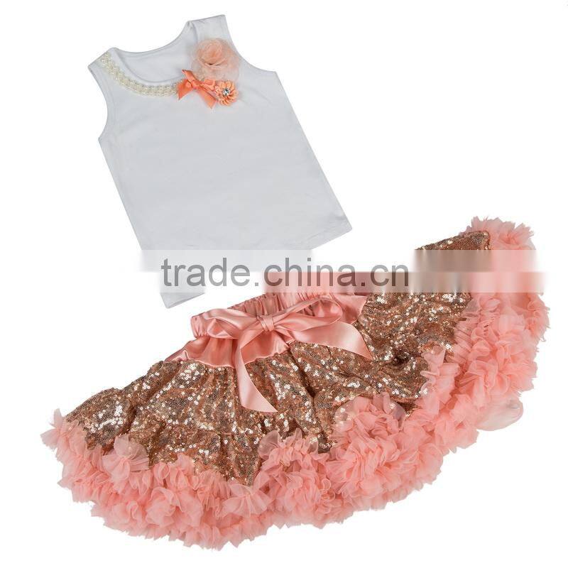 Wholesale baby girls Pettiskirt Ruffle Chiffon Petti Top Set 0-9 years tutu Pettiskirt