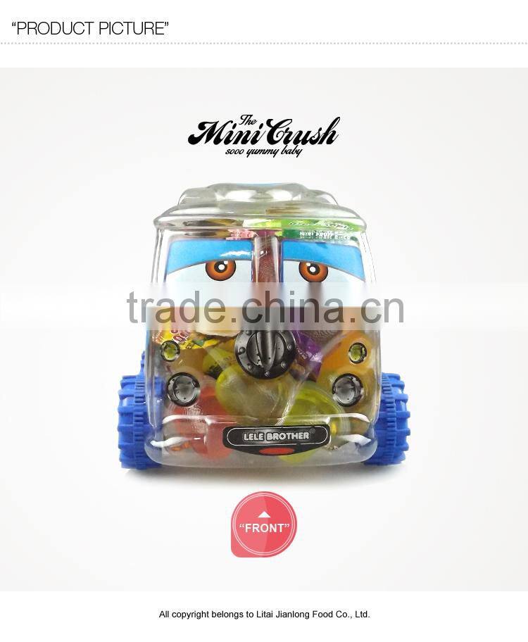 Big school car kids toys with mini fruit candy plastic jelly cup