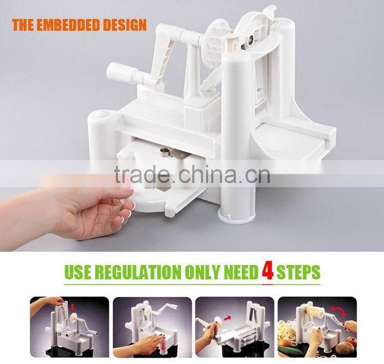 Tri-blade turning spiral slicer 3 in 1 / Tri-blade spiralizer / spiral vegetable slicer