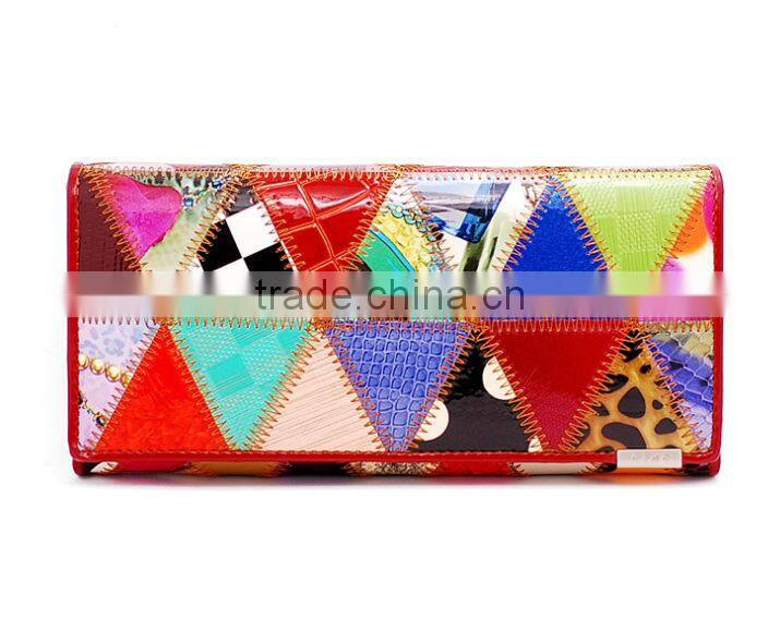 Hot! Women Lady 2014 Original Creative Colorful Patchwork Wallet (BHW003-1)