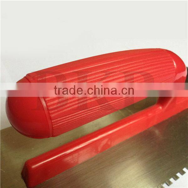 Stainless plastering trowel with notch teeth and plastic handle