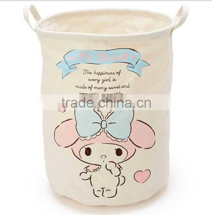 Foldable Laundry Basket Cotton Linen Toys Bin Basket Household Storage Organizer Cartoon Bottle