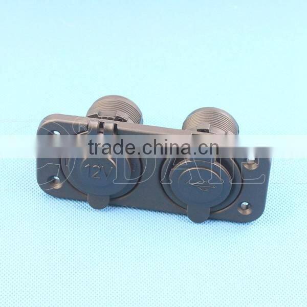 New 12-24V Rear Two Hole Panel Car Motorcycle Charger Dual USB Power Socket Splitter