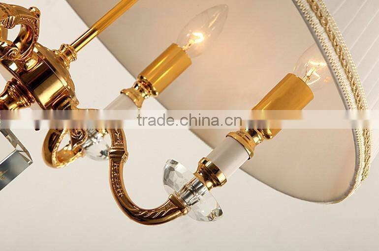 K9 crystal lamp body fabric lampshade four candles living room bedroom table lamp