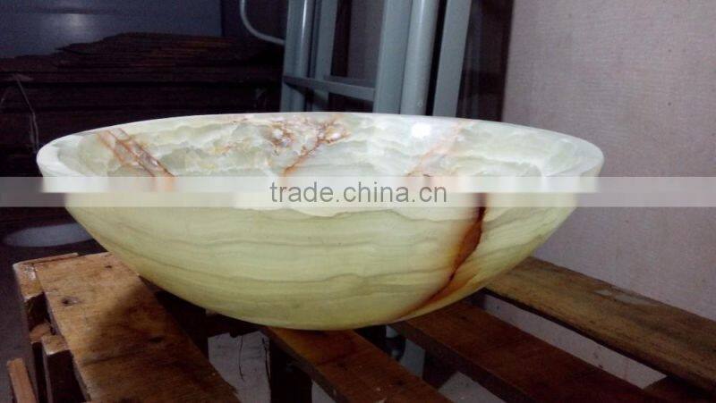 Green onyx polished bathroom sink and basin