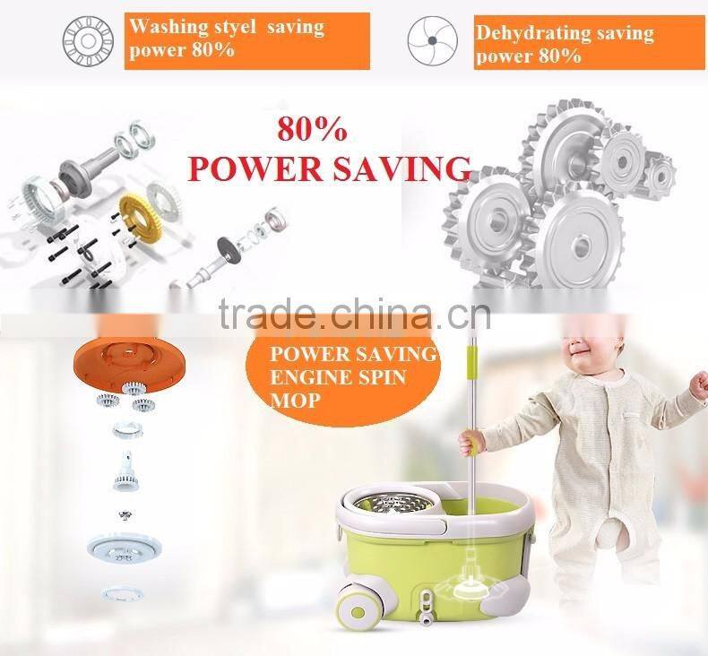 Vivinature retractable pole rolling spin mop two wheels 360 magic two mop heads with power saving system