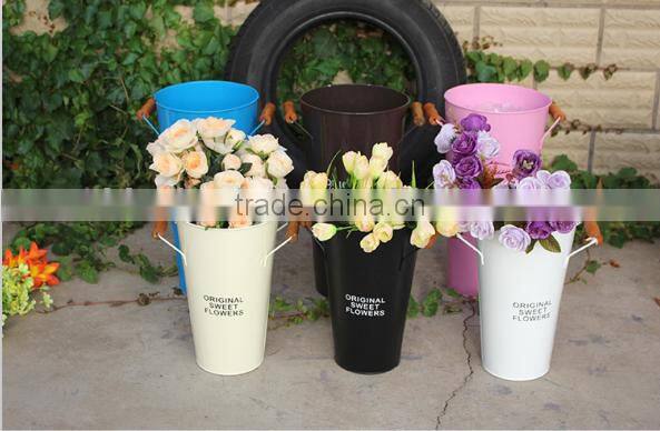 cheap bulk galvanized metal french high white painted tall flower vase