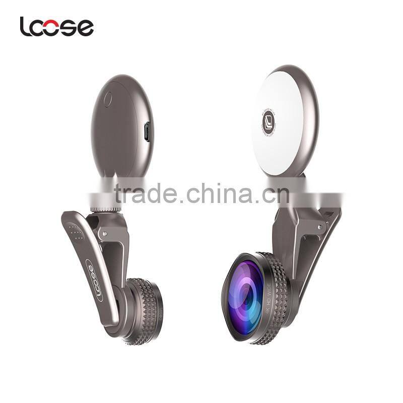 Wholesale Beauty RK19 selfie ring light Mobile phone 2 in 1 fisheyes lens Led fill light