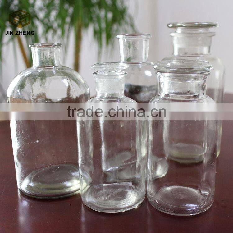 2015 hot selling clear 30ml 60ml 125ml 150ml 250ml 500ml 1000ml glass reagent bottle