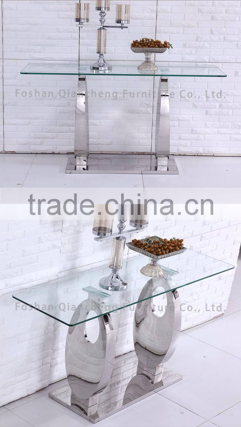 2016 Fashionable model terpered glass top console table