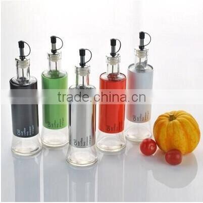 red spraying plastic cylinder glass big bottom oil bottle