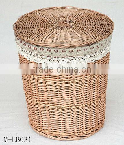 willow laundry basket with lid and cotton linning