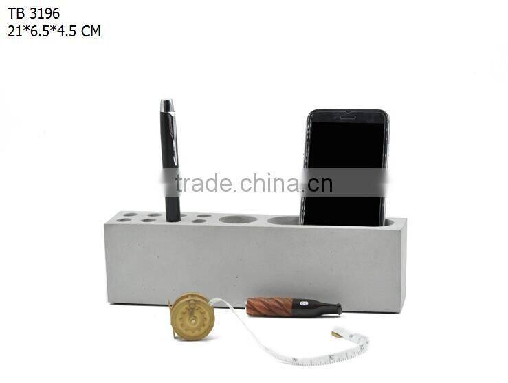 Simple rectangular Cement Office stationery pen holder