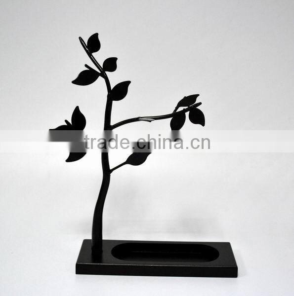 Metal jewelry display stand with MDF base