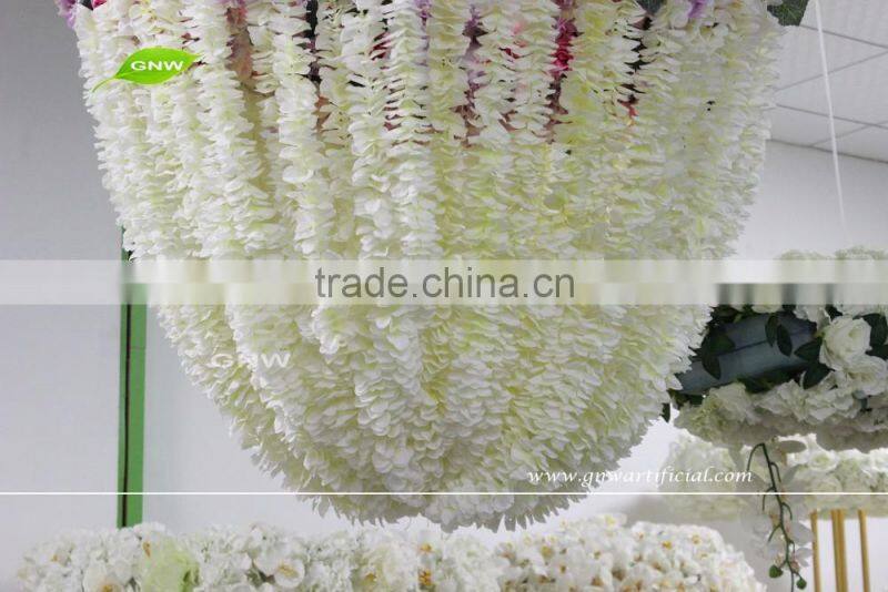 GNW FLD-Hanging161018-001 Latest design Hot sale silk Artificial flower hanging halo for wedding decoration
