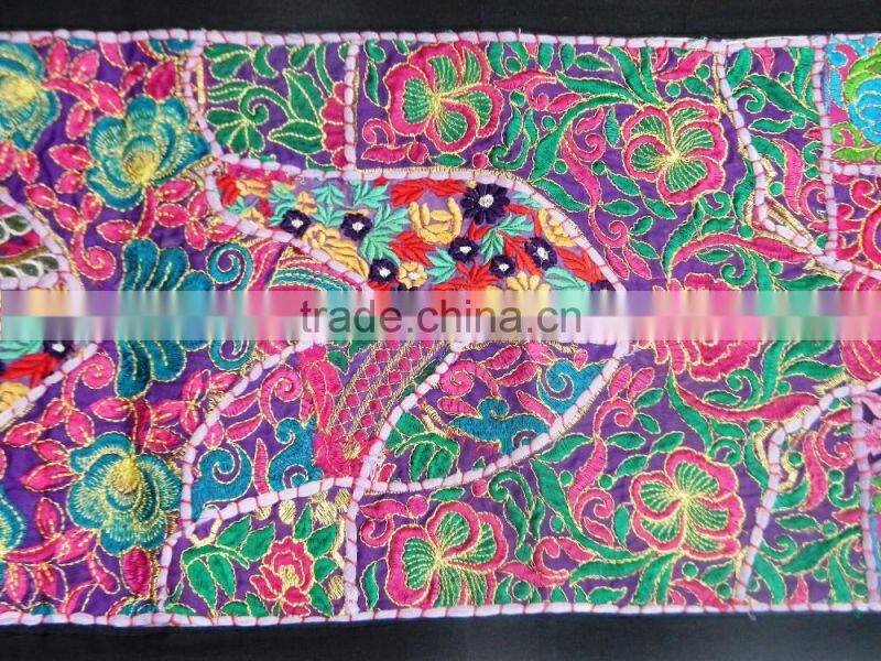 Rare Vintage Recycled Indian Textile Tapestry Fabric - - Indian Handcrafted Table Cover Cum Runner