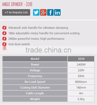 RONIX HIGH QUALITY INDUSTRIAL LEVEL ANGLE GRINDER 180MM-2400W MODEL 3210