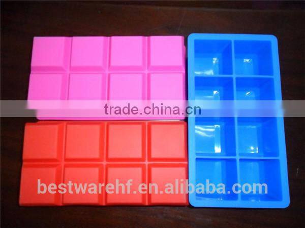 FDA square shape 8pcs silicone ice molds