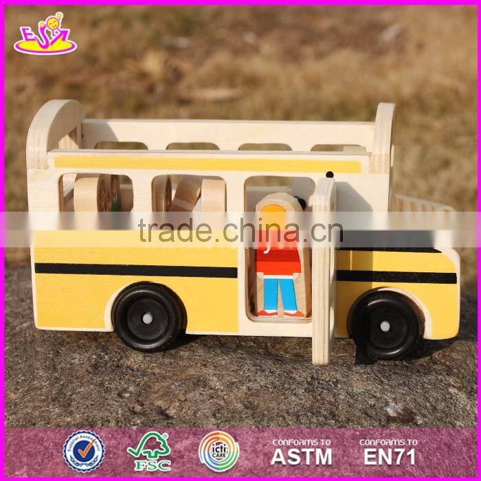 2017 New design toddlers go sightseeing wooden bus toys W04A340