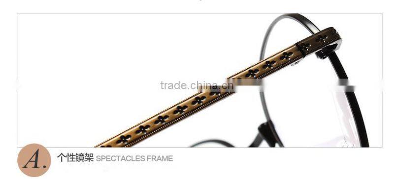 New 2016 vintage metal frame flat lens Korean glass frame for men and women can match myopia