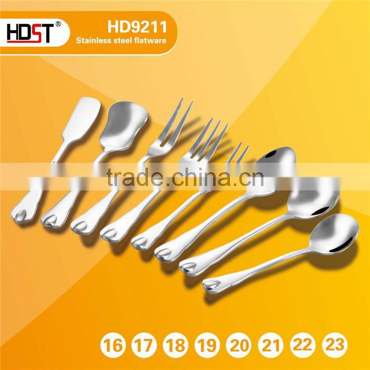 best selling 23pcs water drop type handle and Mirror polish stainless silver dinner set