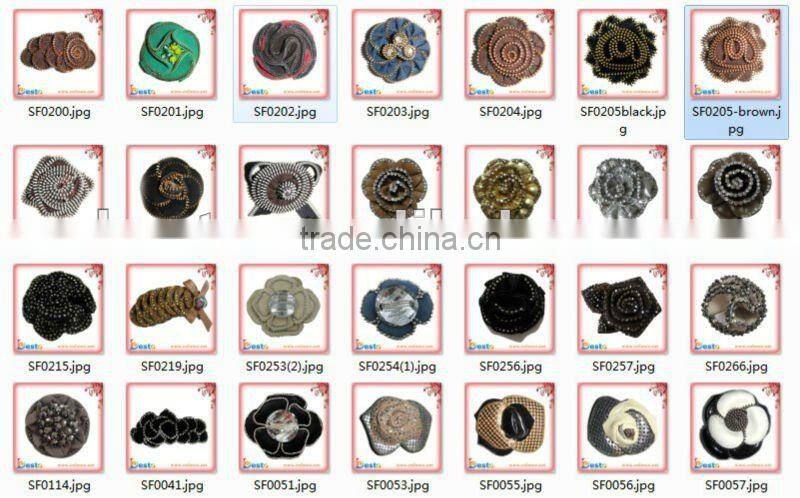 CF0090 Beautiful ladies black bead make fabric brooches