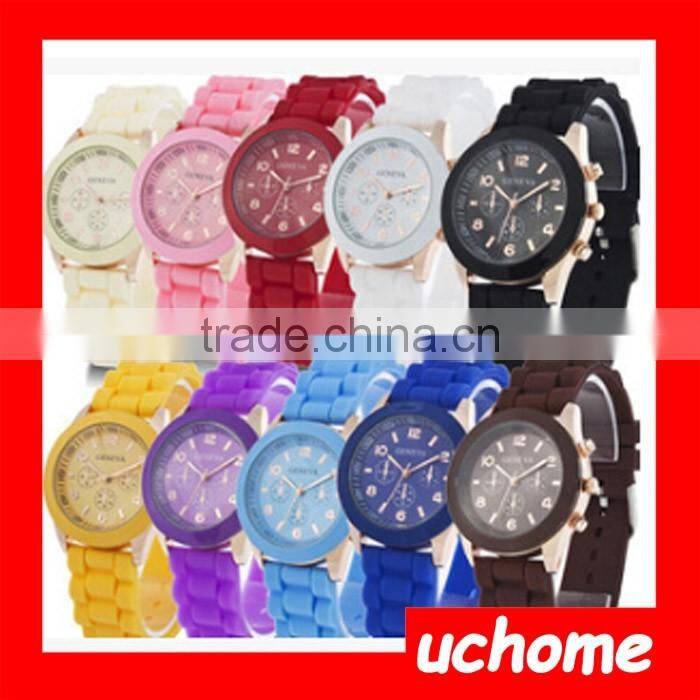 UCHOME promotional advertising quartz watches for lady cheap silicone band women geneva watch