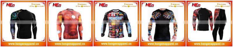 Hongen apparel Custom Stretch Lycra Compression Shirt Mma 2017 rash guards
