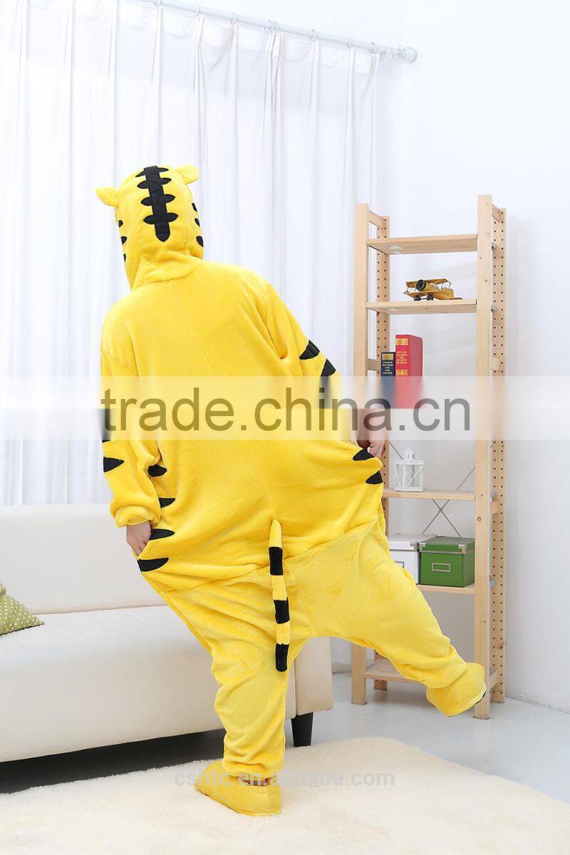 flannel cartoon adult animal jumpsuit animal pajamas jumpsuit tiger design