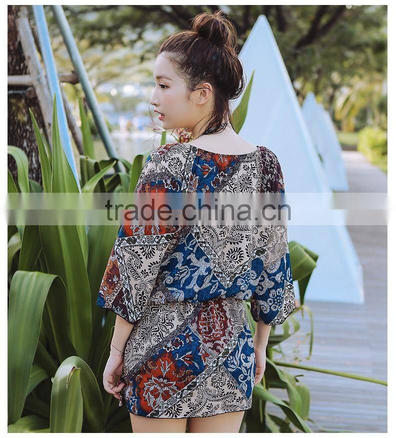 Three pieces bikini sets bohemia school girls beach wear