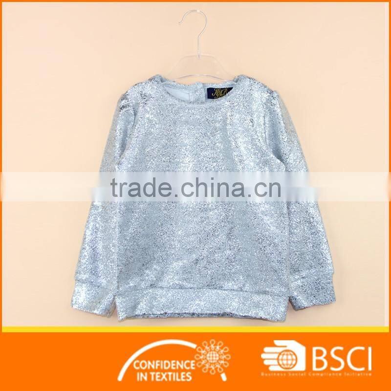 Shinning Silver Long Sleeve Child Casual Wear Leisure Suit Sweatshirt