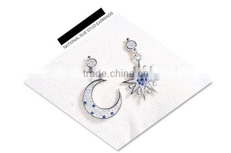 star and moon shape girl 925 silver earring, CZ zircon earring jewelry, earring silver 925