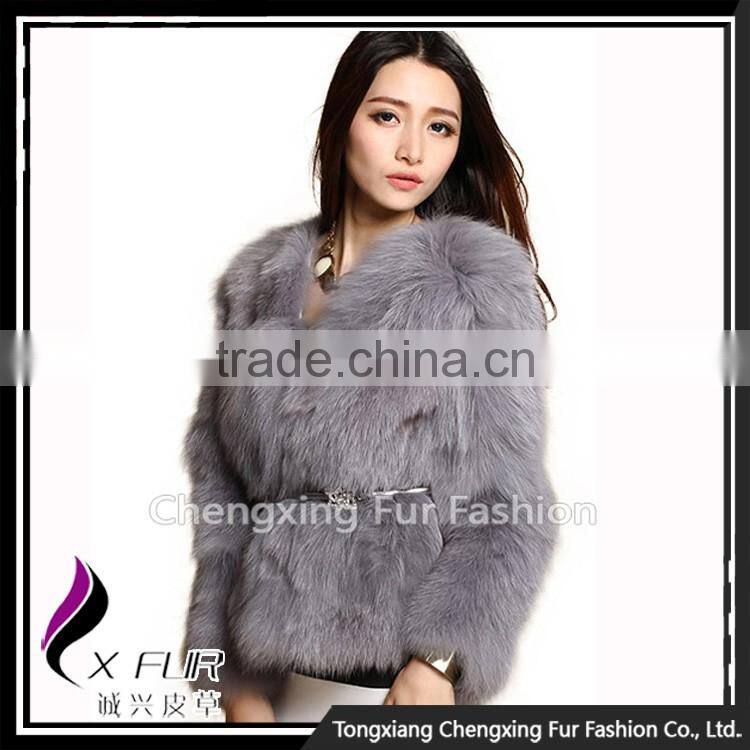 CX-G-A-225B Luxury Winter Patchwork Women Fox Fur Coat