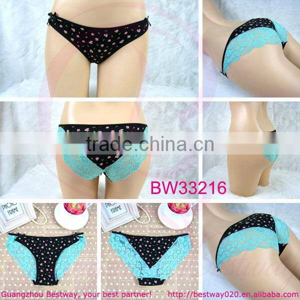 Guangzhou Bestway Underwear manufacture fashion sexy cute stylish bikini with lace trim and bows for young girls