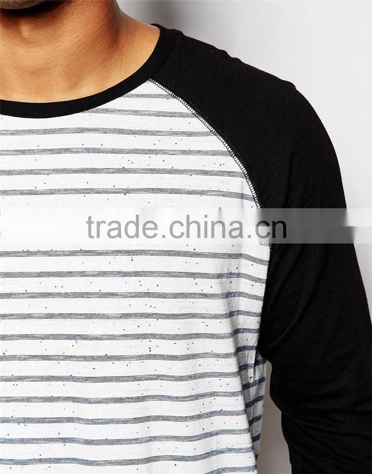 Mens long raglan stripe t shirt long sleeve t shirt
