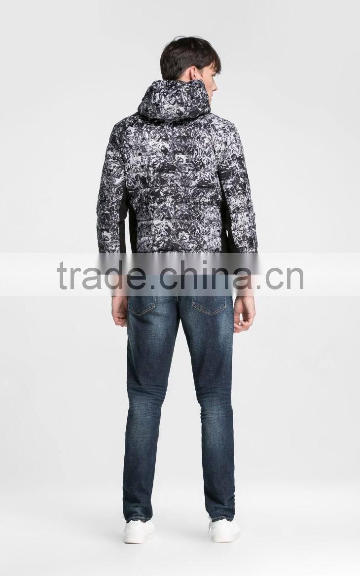 Water-wave Print Light Weight Fashion Padding Jacket for Men